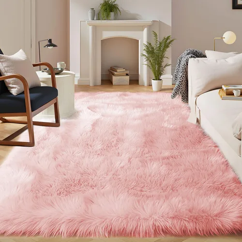 Miniatura 127 de Latepis - Tapete rectangular de piel sintética tipo lana de oveja suave, esponjosa y lavable para sala de estar, dormitorio, sala de juegos o Blanco