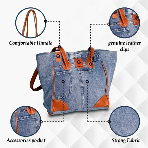 Miniatura 7 de THE VIADO Bolso de hombro de mezclilla para mujer, bolso de mano de gran capacidad con retro