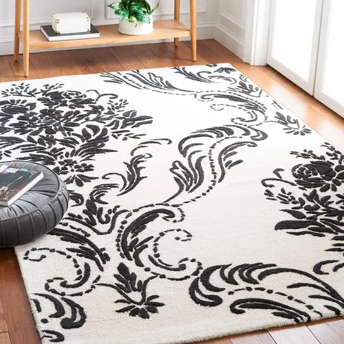 Miniatura 14 de SAFAVIEH Jardin Collection - Alfombra de área de 5 x 8 pies, color negro, lana hecha a mano, ideal para zonas de alto tráfico en sala de estar