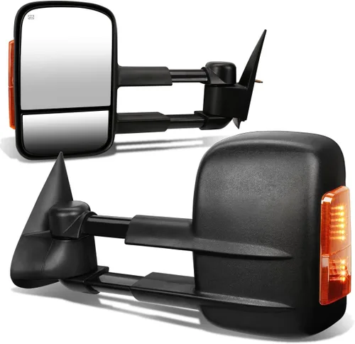 DNA Motoring TWM-021-T888-BK-AM - Par de espejos laterales de remolque con calefacción eléctrica con señal de giro compatible con Silverado/Sierra
