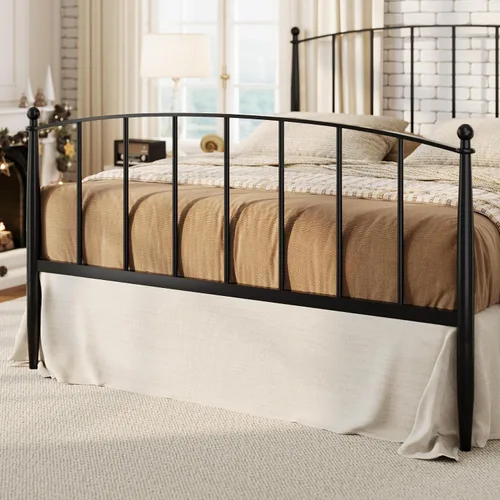 Miniatura 6 de SHA CERLIN Base de cama tamaño Queen, plataforma de metal con cabecera y estribo de estilo victoriano, fácil montaje, no necesita somier, color negro