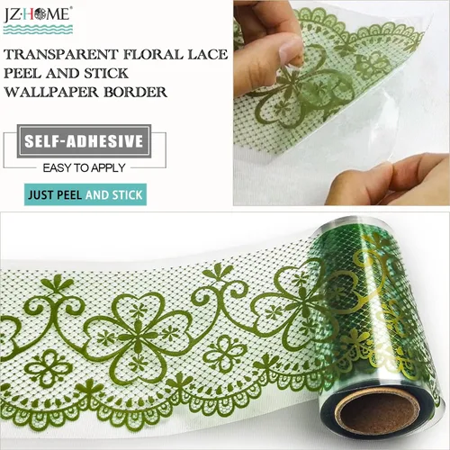 Miniatura 3 de Papel tapiz de encaje transparente, autoadhesivo, impermeable, decorativo para pared, para baño, cocina, sala de estar, dormitorio, espejo