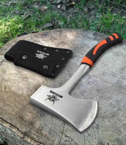Miniatura 3 de Hacha de 13.8 pulgadas, hacha de campamento de acero de alto carbono y agarre de reducción de golpes con funda de nailon 47 EU