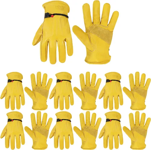 Miniatura 31 de HANDLANDY Guantes de jardinería de cuero para hombre, guantes de trabajo utilitarios para mecánicos, construcción, conductor