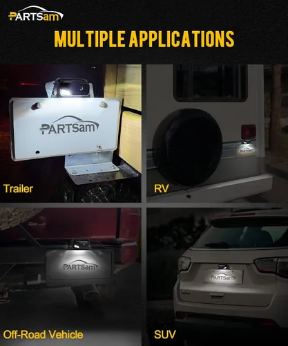 Miniatura 7 de Partsam Luz LED para matrícula, impermeable, 12 V CC, luz de etiqueta de licencia con soporte, orificio de drenaje, montaje de soporte de acero