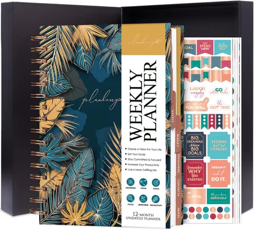 Miniatura 13 de PLANBERRY Planificador semanal premium – Organizador de vida sin fecha y planificador de presupuesto – Gestión del tiempo, establecimiento