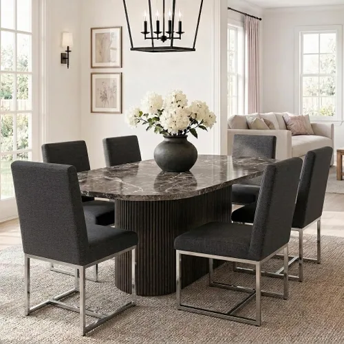 Miniatura 9 de HNY Juego de 2 sillas de cocina modernas, silla de cocina y comedor de cuero PU, silla de comedor tapizada silla auxiliar con marco de metal