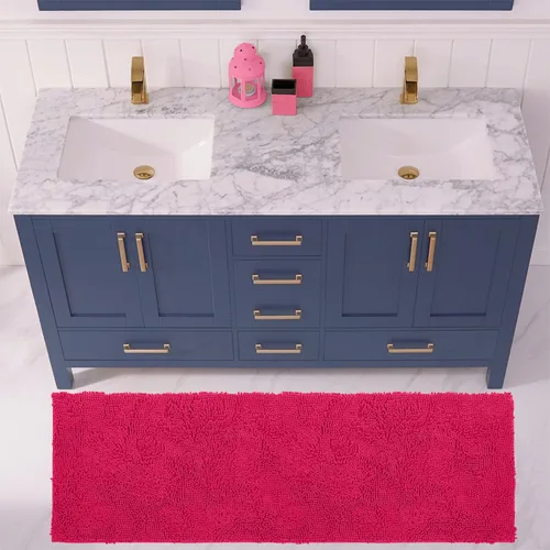 Miniatura 168 de LuxUrux Tapete de microfibra afelpada, de felpilla extrasuave, pelo largo de 1 pulgada, muy absorbente, para baño o ducha, lavar y secar a máquina