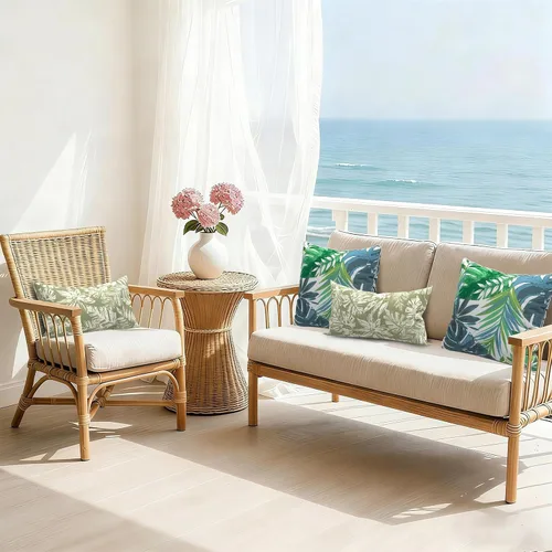 Miniatura 217 de Juego de 2 almohadas para exteriores de 16 x 16 pulgadas, repelentes al agua con interiores, para muebles de patio, hogar, jardín, geometría bohemia