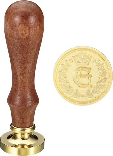 Miniatura 20 de PATIKIL Sello de cera del alfabeto I, sello de cera de sellado de letra inicial, clásico retro, cabeza de latón extraíble, mango de madera