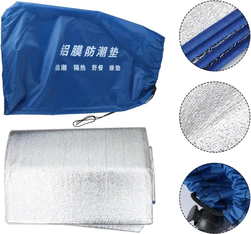Miniatura 7 de Alfombra de camping al aire libre Película de aluminio Manta para dormir Cojín de picnic Cojín plegable ligero para senderismo y tienda de campaña