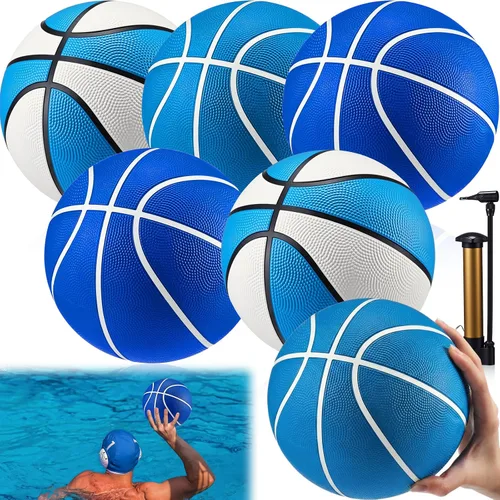 Miniatura 8 de Seenelling Paquete de 6 unidades de baloncesto de piscina tamaño 3/4 de baloncesto acuático a granel con bomba de bomba de verano juegos de agua