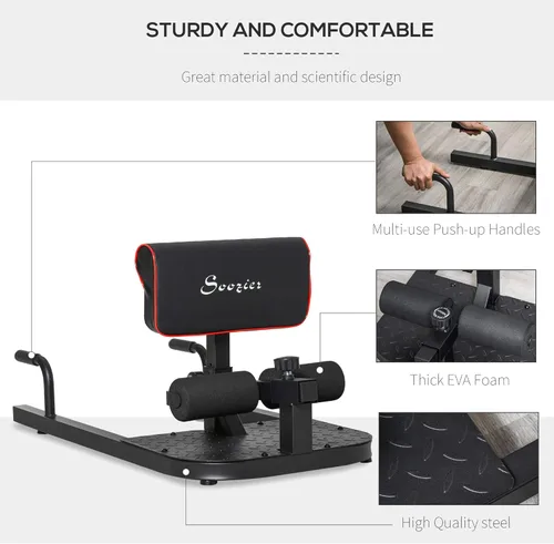 Miniatura 4 de Soozier 3-in-1 Padded Push Up Sit Up Deep Sissy Squat Machine Home Gym Fitness Equipment Negro
