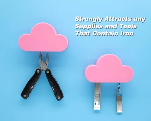 Miniatura 4 de Soporte de pared magnético con forma de nube blanca para colgar las llaves, adorno con diseño creativo y único, fuerte imán para colgar varias
