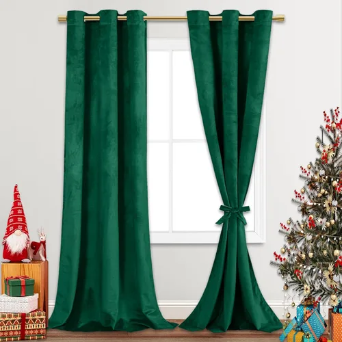 Miniatura 159 de JIUZHEN - Cortinas de terciopelo gris de 63 pulgadas opacas para sala de estar - Cortinas gruesas de terciopelo con ojales para ventana
