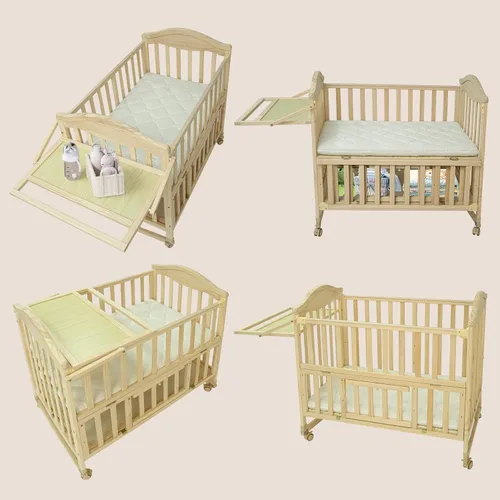 Flwrgirl Cuna Mini Portátil para Bebé - Cunas para Bebes con Estante Cambiador y Colchón Incluido, Moisés para Bebé de Madera con Ruedas 2025,