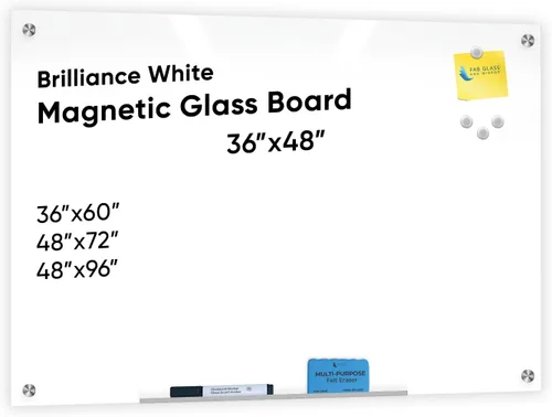 Miniatura 20 de Fab Glass and Mirror - Pizarrón magnético de vidrio con borrador, Negro