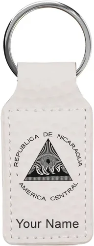 Miniatura 12 de LaserGram Llavero rectangular, bandera de Nicaragua, grabado personalizado incluido, Bambú