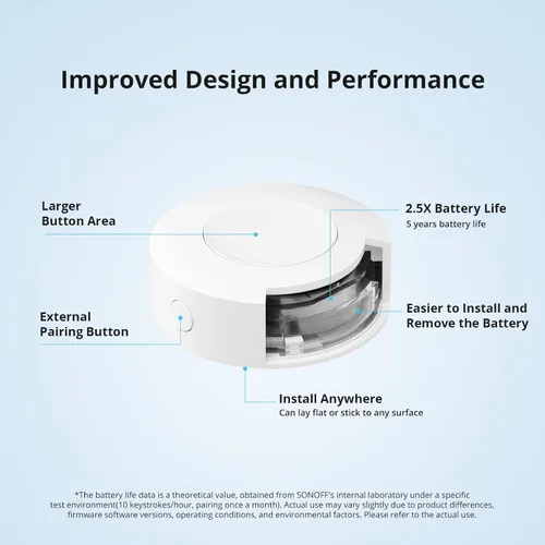 Miniatura 4 de Interruptor Zigbee SONOFF, SNZB-01P Botón de Pulsión Inalámbrico, Soporta la Creación de Escenas Inteligentes, Activa los Dispositivos Conectados