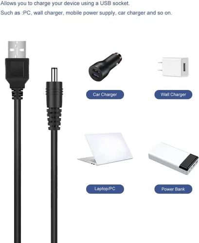 Miniatura 2 de Cable de alimentación de carga USB DC compatible con recortadora Remington PG400 PG410