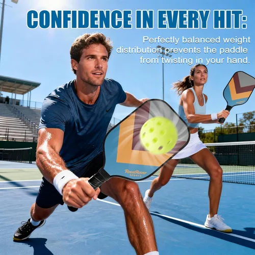 Miniatura 5 de Paletas de pickleball T700 de fibra de carbono cruda con núcleo de panal de polipropileno de 0.630 in para control y giro, punto dulce grande, pala