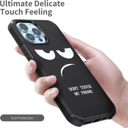 Miniatura 7 de Funda para iPhone 13 Pro, bonita funda [Don't Touch My Phone] a prueba de golpes de doble capa resistente de silicona protectora de plástico