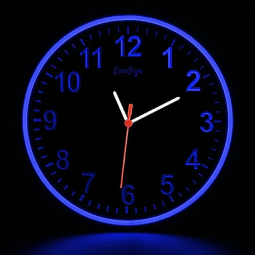 Decoración para el hogar LED Flexible Flex Neon Wall Clock 5 colores 10" (azul)
