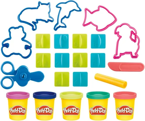 Miniatura 3 de Play Doh - Juego de aprendizaje creativo que incluye mantel, calcomanías, 5 cortadores de animales, 10 sellos, 3 herramientas y 5 latas de masa