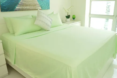 Miniatura 3 de Juego de sábanas con relieve Victoria Valenti con 4 fundas de almohada, microfibra ultra suave con bolsillos profundos para colchones Menta