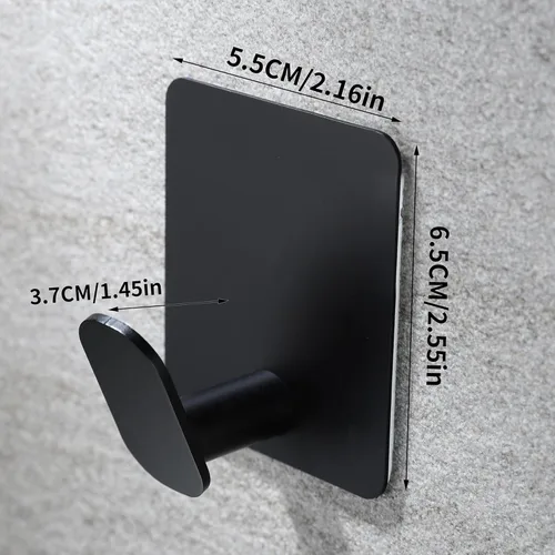 Miniatura 5 de YIGII Ganchos Adhesivos, Paquete de 4 Ganchos Negros para Toallas para Baño y Cocina, Gancho de Pared de Acero Inoxidable Impermeable para Colgar