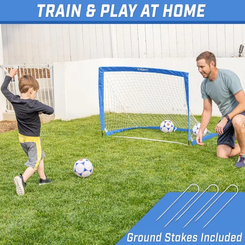 Miniatura 2 de GoSports - Arcos de fútbol portátiles para niños, 13 opciones de color, elige 4 x 3 pies o 6 x 4 pies, redes desplegables de tono