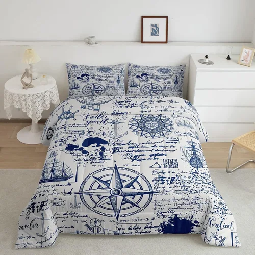Miniatura 15 de jejeloiu Juego de edredón con patrón de corona, edredón estampado King y Queen para niños y adolescentes, juego de ropa de cama moderno de arte