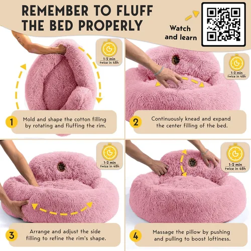 Miniatura 6 de PetJett - Cama calmante para perros pequeños, camas en forma de dona de 23 pulgadas, antideslizante y lavable, cama para mascotas de piel sintética
