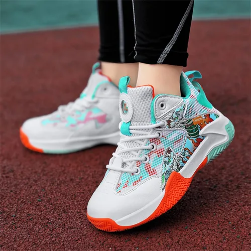 Miniatura 7 de SANEARDE Zapatos de baloncesto para niños, tenis de voleibol ligeros, cómodos, antideslizantes