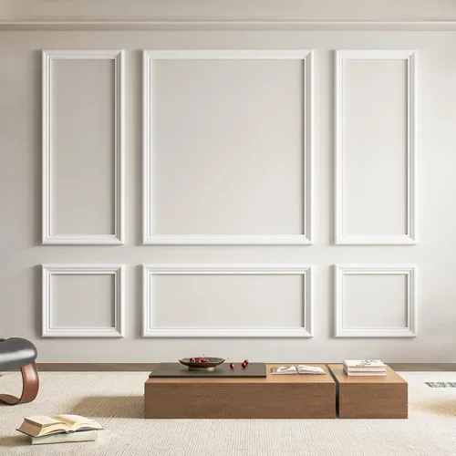 Art3d Juego de 6 piezas de molduras de pared precortadas, paneles de wainscoting listos para armar para decoración de paredes interiores, sala de