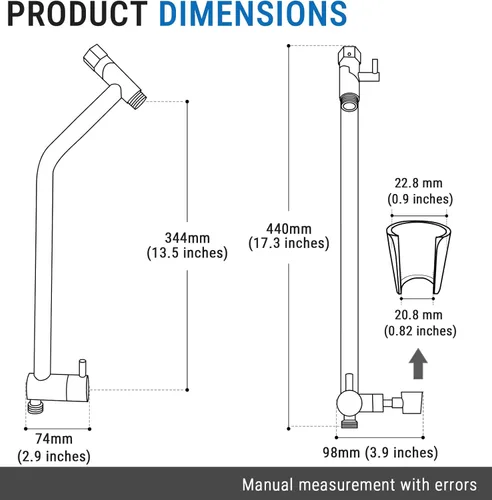 Miniatura 8 de G-Promise Desviador de ducha totalmente de metal con soporte bajo, extendido de 13.5 pulgadas, válvula desviadora de 3 vías con modo de pausa
