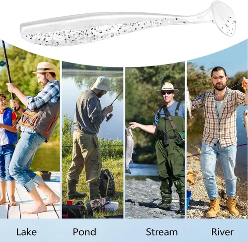 Miniatura 4 de Soft Fishing Lures, 100PCS/50PCS Soft Plastic Baits Kit with Box for Fishing Trout Redfish Saltwater/Freshwater, 10 Mixed Colors/5Mixed
