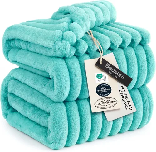 Miniatura 20 de Bedsure GentleSoft - Manta de forro polar azul para sofá, mantas suaves y acogedoras para mujer, lindas mantas pequeñas para niñas, azul claro, 108
