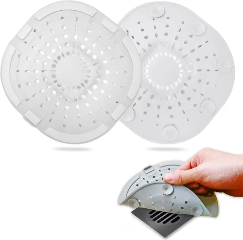 Miniatura 7 de Recolector de cabello cuadrado con ventosas para desagüe, tapón de silicona para ducha, fácil de instalar para baño, tina y cocina, 2