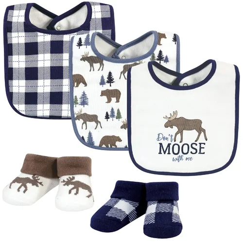 Miniatura 5 de Hudson Baby Conjunto de babero y calcetines unisex de algodón para bebé, Tamaño único Chica Calabaza