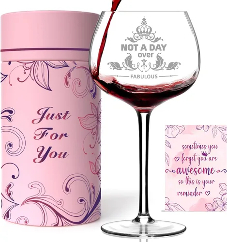 Regalos para mujeres, "Not a Day Over Fabulous" Copas de vino personalizadas, Regalos de cumpleaños, Copas de vino, Regalos del día de la madre para