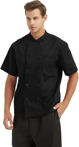 Miniatura 4 de TOPTIE Chaqueta de chef de manga corta con estampado de transferencia de calor, uniforme personalizado