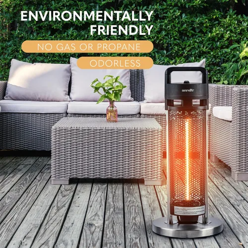 Miniatura 7 de SereneLife Calentador infrarrojo para patio, calentador eléctrico para patio con control remoto, 900 W, calentadores de interior/exterior