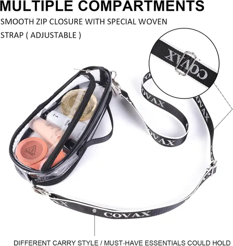 Miniatura 6 de COVAX Bolso cruzado transparente, aprobado por estadios para conciertos, festivales L-negro-4