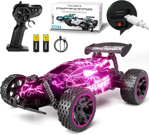 Miniatura 14 de Tecnock coches RC para niños, coche de control remoto para niños, 1:18 escala 20 KM/H 2WD buggy todo terreno, coche de carreras RC de 2.4GHz con Azul