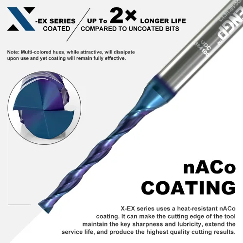 Miniatura 4 de Broca de compresión en espiral de compresión con corte de 3 flautas para CNC, diámetro de corte de 1/8 pulgadas, longitud de corte de 1 pulgada