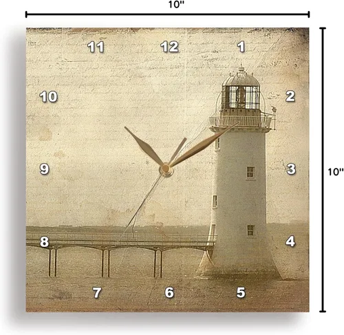 Miniatura 9 de 3dRose Reloj de pared silencioso - 10 pulgadas - Faro Grunge por Angelandspot - Arte digital