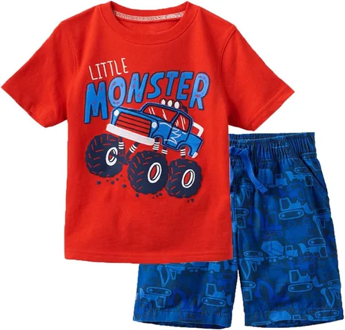 LMYOVE Conjunto corto para niño pequeño, ropa casual de cuello redondo, camiseta de manga corta y pantalones cortos, conjuntos de verano 2T-7T
