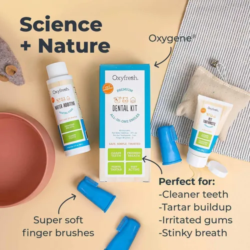 Miniatura 4 de Oxyfresh Kit dental prémium para mascotas para perros y gatos – Ambientador de aliento y solución de limpieza dental más fácil para aliento fresco