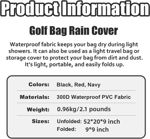 Miniatura 6 de Nuestra cubierta de lluvia de confianza: resistente al polvo y al agua, plegable para palos de golf